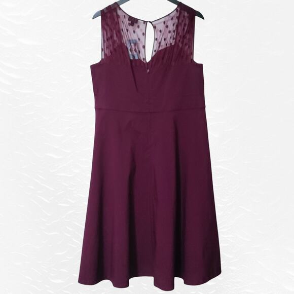 Torrid Plus Size 18 (2x) Burgundy Mesh Dot Pinup Swing Dress NWT - Picture 3 of 14